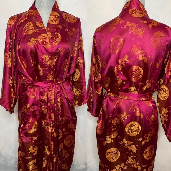 Vintage Other - Vintage Yushan Satin Dragon Asian Robe